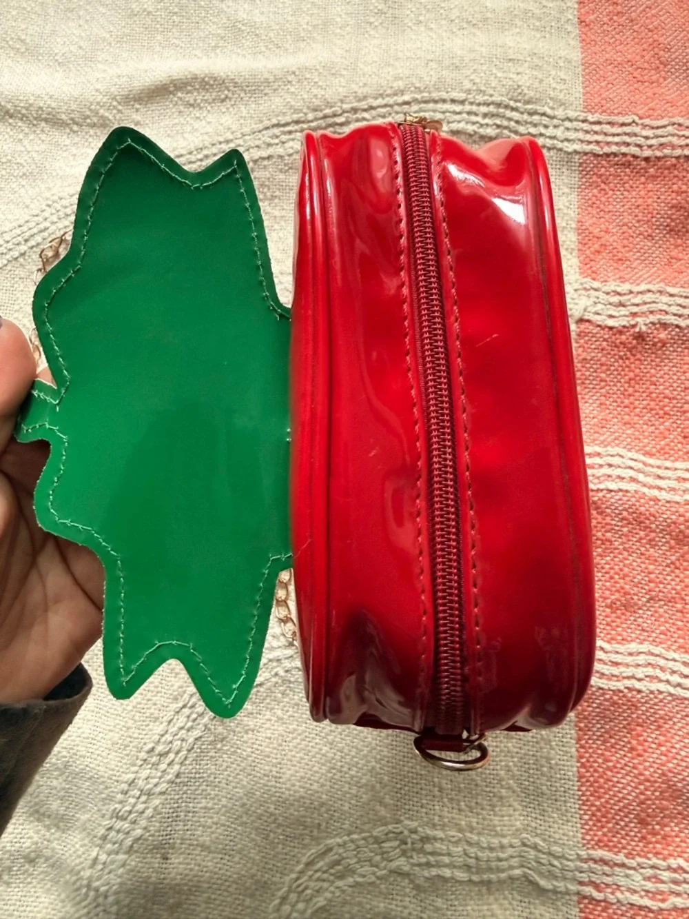 Strawberry Crossbody Bag with Gold Chain - Picture 3 of 5